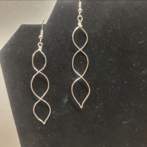 Silver Wire Wrapped Spiral Twisted Dangle Earrings